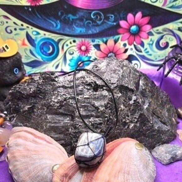 Lapis Lazuli Tumbled Gemstone Corded Pendant - Picture 3 of 7